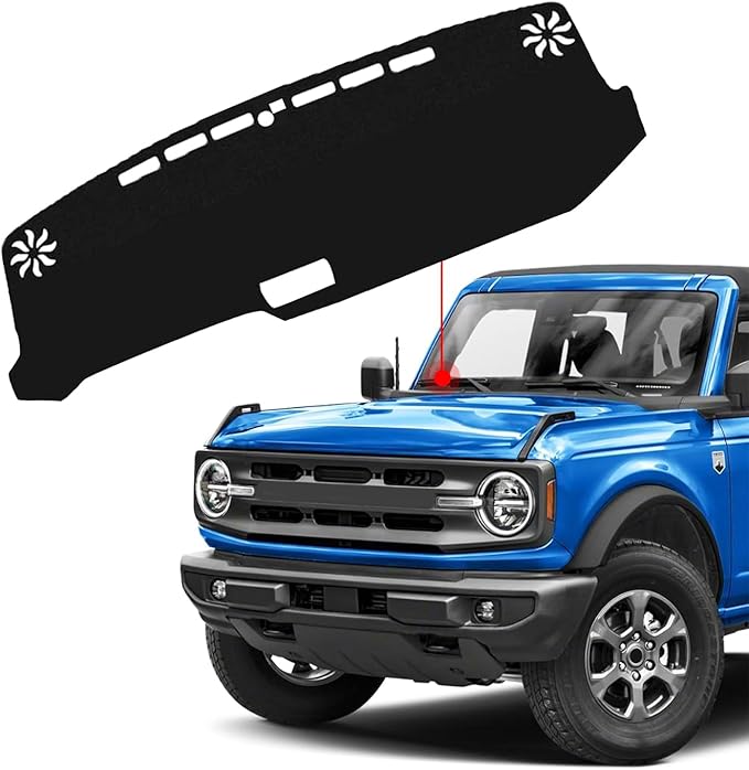 Dash Cover Compatible with Ford Bronco 2021 2022 2023 2024 2025 Accessories Custom Dashboard Cover Carpet Mat Non-Slip