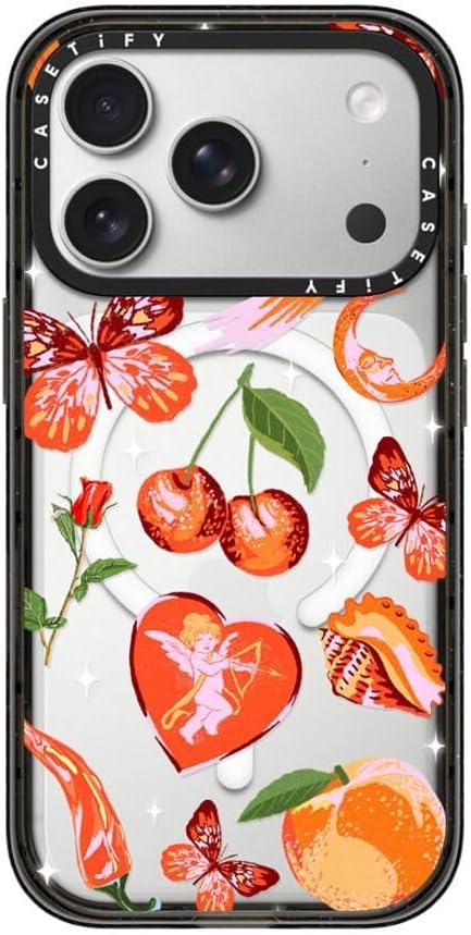 CASETiFY Impact iPhone 17 Pro Case [Slim/Compatible with Magsafe / 8.2 ft. 4X Military Grade Drop Protection] - Romantic - Clear Black