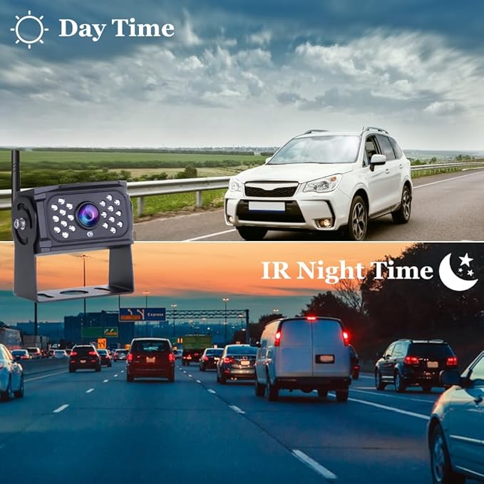B-Qtech 7 inch Wireless Backup Camera System Digital Signal HD 1080P Rear View Monitor Kit, IP69 Waterproof Night Vision Reverse Back up Camera for Truck Car RV Trailer Camper Van Bus