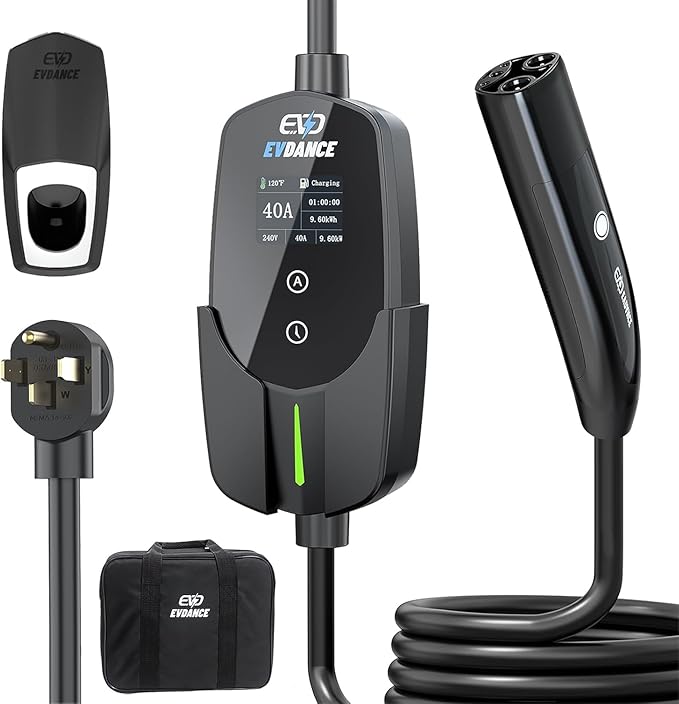 EVDANCE Level 2 EV Charger for Tesla, 40A / 9.6kW Fast Home EV Charging Station with NEMA 14-50 Plug, 25FT Cable, Adjustable Current & Delay Timer, Compatible with All Tesla Model 3/Y/S/X (NACS Plug)