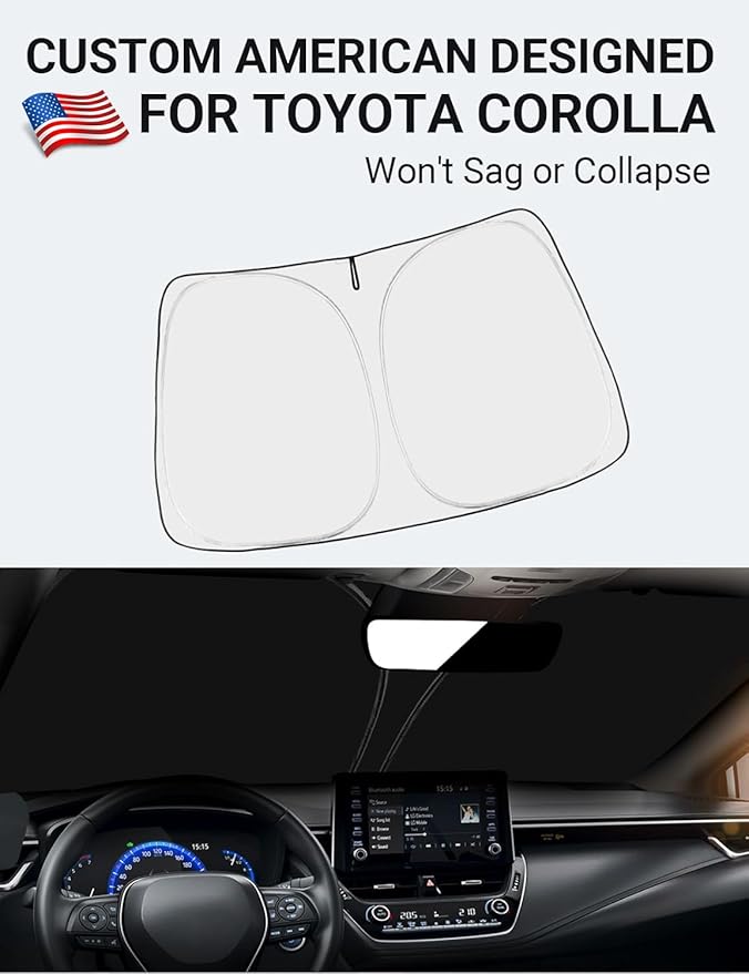 Proadsy 2026 Upgrade Front Windshield Sunshade Foldable Sun Shade Protector Custom Fit 2014-2019 Corolla SE XSE L LE XLE Hybrid Sedan Accessories