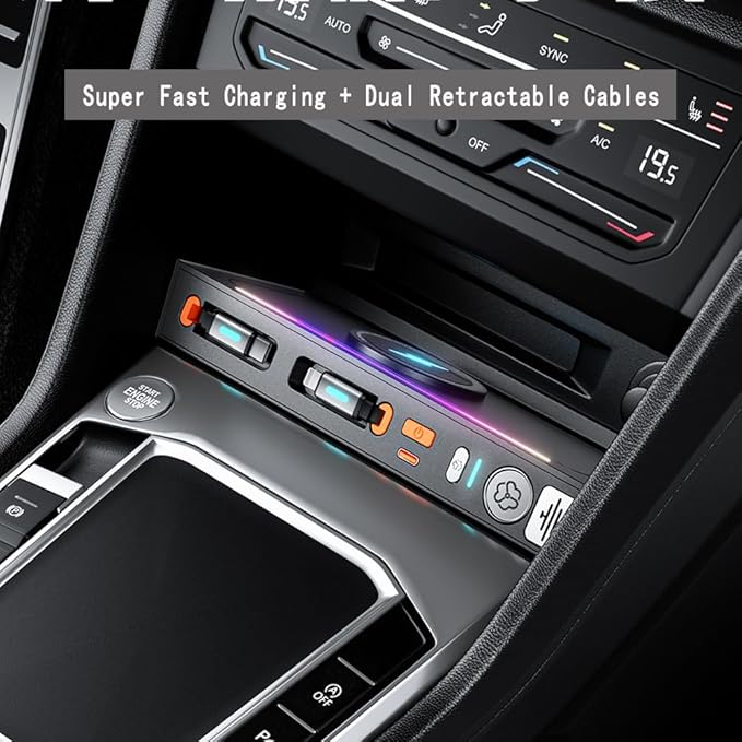 Wireless Charging for tiguan Accessories， Fast Charging Car Dock, Car Air Freshener 15W - Qi Charger, Charging Station for Apple iPhone 17, iPhone 16/15/14 Series, AirPods, Samsung Galaxy S25 S24