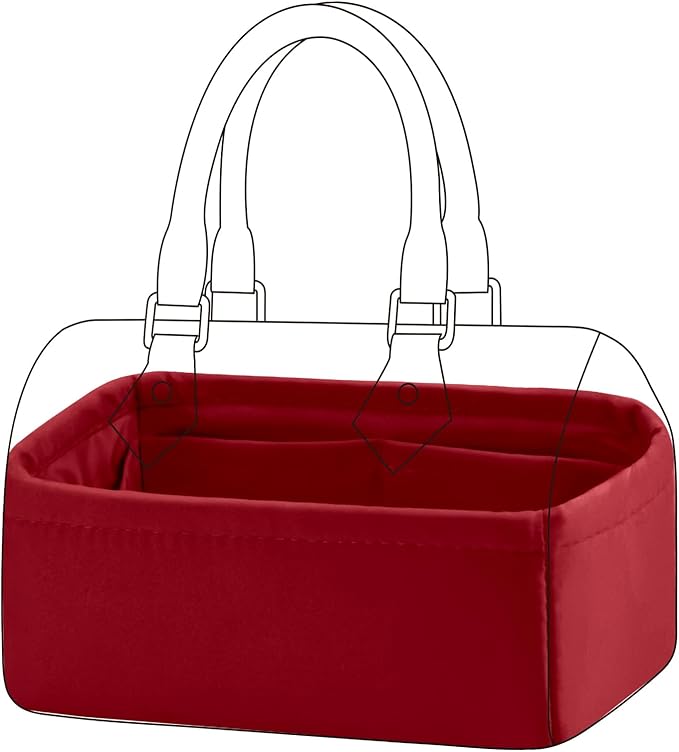 DGAZ Silk Purse Organizer Insert Fits LV Speedy 16/20/25/30/35/45 bags，Silky Smooth Bag Organizer，Luxury Handbag & Tote Shaper（Wine Red，New nano 16）