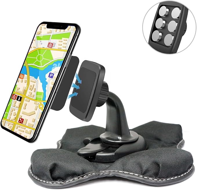LycoGear Super Strong Magenetic Phone Holder Car Beanbag Dash Dashboard Magnet Friction Mount for All Phone iPhone Galaxy Compatible with 4-6.7 inch Smartphones (Black)