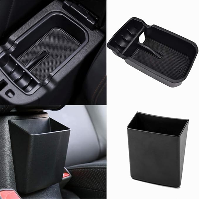 YOCTM Black Center Console Armrest Storage Box Phone Holder Pallet Organizer Cover Trim for Jeep Compass 2017 2018 2019 2020 2021 Interior Car Styling Accessories (Pack of 2)