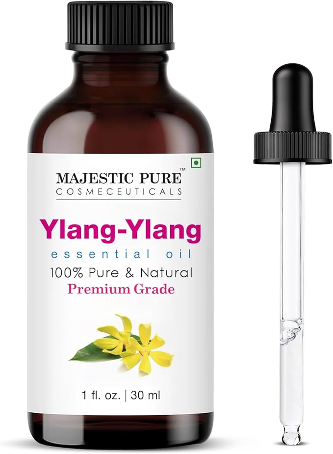 Majestic Pure Essential Oil with Glass Dropper - 100% Pure and Natural - Essential Oils for Diffuser, Aromatherapy, Soap and Candle Making, Ylang Ylang Essential Oil, Ylang Ylang Oil, 4 Fl Oz