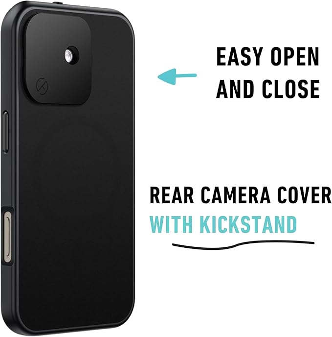 Spy-Fy iPhone 16 Privacy Case with Camera Covers Front and Rear | Magsafe compatible and Kickstand | Protect Your iPhone and Privacy | 6-Foot Drop Proof | 6,1 Inch | Camera Protection by Valenta