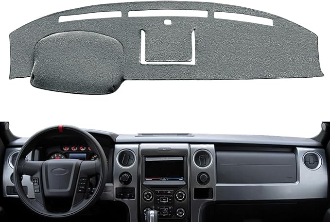 Dash Cover Mat Custom Fit for Ford F150 Raptor 2009 2010 2011 2012 2013 2014 with Light Sensor Dashboard Cap Pad Carpet Protector (09-14 Charcoal Gray) J21