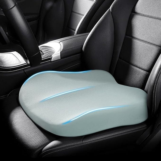 Adult Car Booster Seat Cushion, Car Seat Driver Height Boost Mat Memory Foam Car Seat Cushions Pad Improve Driving View Non-Slip 3D Office Chair Cushion Pressure Relief (Light Green)