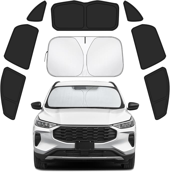 Car Window Shades for Ford Escape 2020-2025 Accessories - Full Set 8PCS Side Window Sunshades with Memory Frame & Blackout Fabric, Privacy UV Shield for Camping/Travel