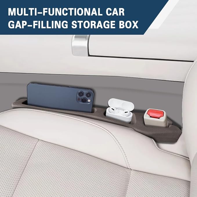2PCS Car Seat Gap Filler Organizer, Car Organizers and Storage, Multi-Function Auto Side Seat Gap Filler for Prevent Items Falling, Vehicle Accessories Crevice Blocker for Truck SUV (Brown)