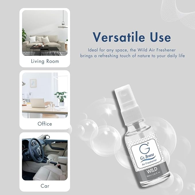 G's Breeze Wild Air Freshener – Invigorating Nature Inspired Aroma – Energizing & Refreshing Scent – Floral, Crisp & Bold Fragrance for Home, Car & Office – Ideal for Any Space or Occasion