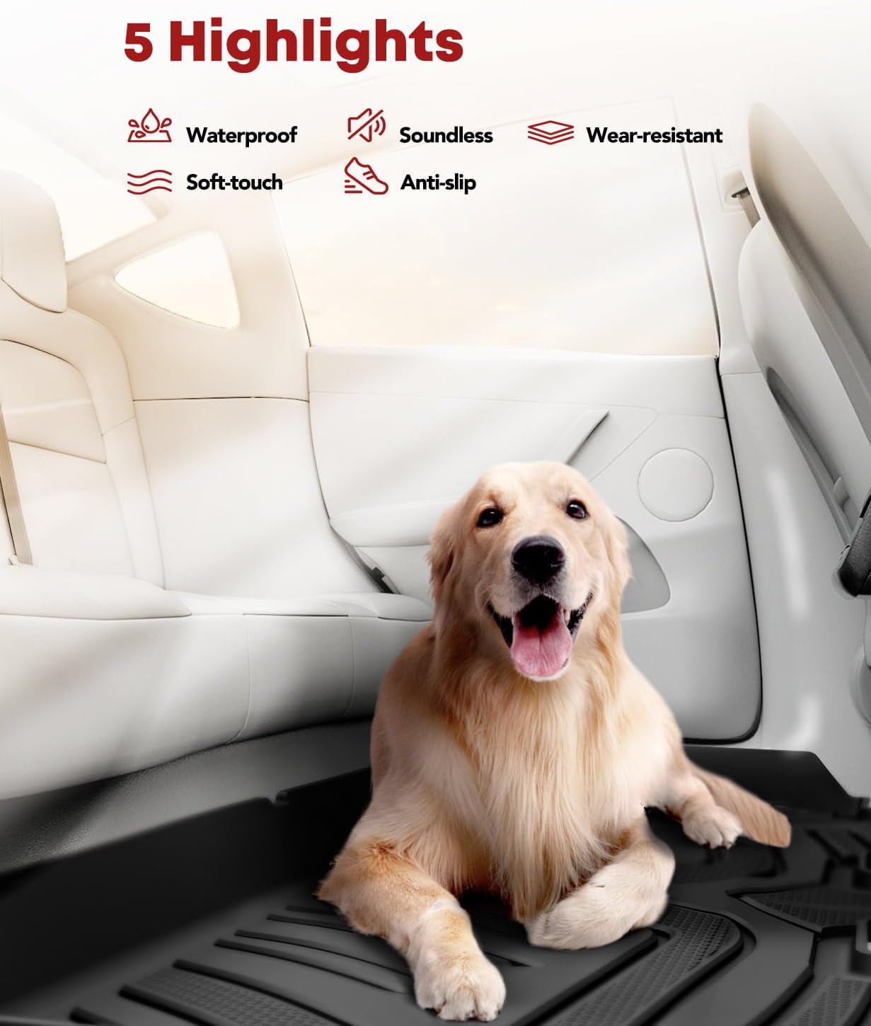 YHTAUTO Floor Mats Fit 2012-2021 Toyota Tundra CrewMax/Double Cab, TPE All Weather Car Mats Waterproof Anti-Slip Odorless Floor Liner, Interior Car Accessories Front Liner