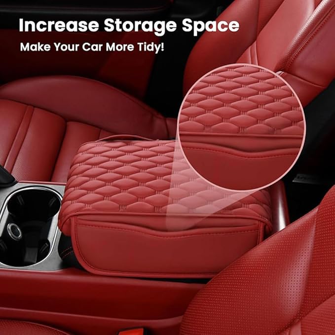 Car Center Console Cover for Acura RDX 2007-2019 2020 2021 2022 2023 2024 2025,Arm Rest Lid Cushion Protector Multifunctional Armrest Cushion Pad Interior Accessories,Red