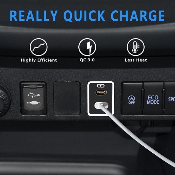 Car Charger for Toyota USB C Dual Port Charger PD 3.0 Type C Fast Charging with LED Light Show,Compatible with Smart Phone,Tablet,and More (White 1.3x0.9inch