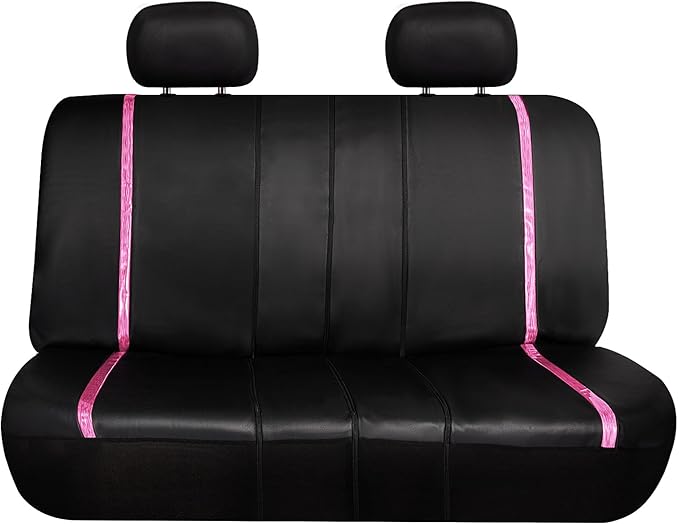 FH Group Full Set Faux Leather Car Seat Covers - Universal Fit, Low Back Front Seat Covers, Airbag Compatible, Split Bench Rear Seat Cover for SUV, Sedan, Pink