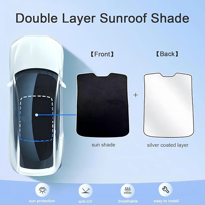 Glass Roof Sun Shade Compatible with Volvo Accessories C40 2021-2023, Foldable One-Piece Sunshade Roof, Heat Insulation Sun UV Protection Car Sunroof Sunshade