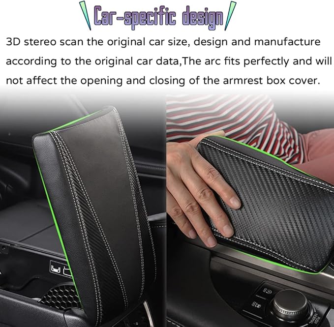 Custom Interior Accessories for Lexus RX 350 350L 450h 2015 2016 2017-2022 PU Leather Center Console Armrest Box Cover Armrest Cushion Central Armrest Protector Pad(Black with White Stitching)