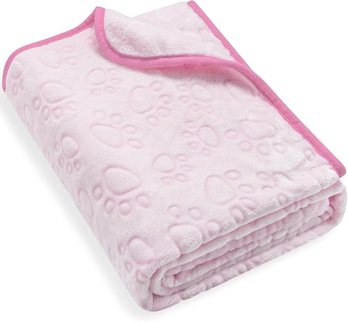 Stuffed Premium Soft Dog Blanket, Flannel Pink Stuff Cute Paw Print, 43 * 66 inches, Cat Blanket Puppy Supplies Dog Products Stuff Essentials