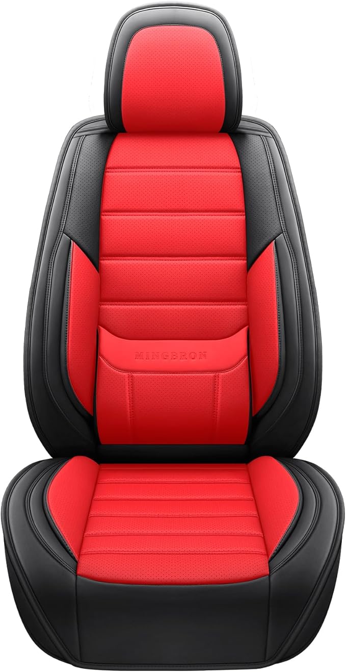 Front Car Seat Covers, Leather Car Seat Covers, Fit for Most Cars SUV and Most Sedan Red