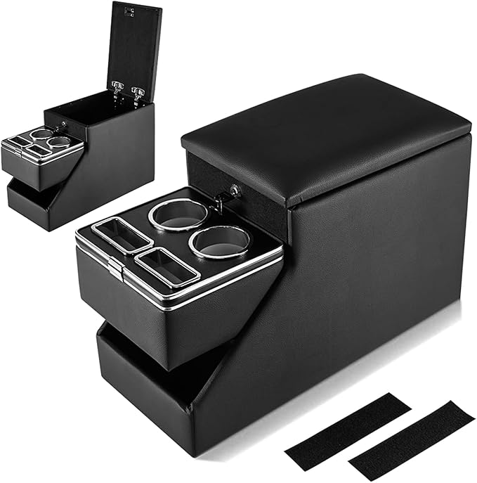 Truck Center Console Organizer Between Seat for Minivans, SUVs, Middle Van Bench Organizer for Floor Console Organizer Storage Box with Locking Design