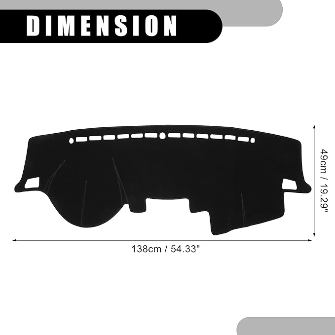 Dash Cover - Car Center Console Non-Slip Dash Board Mat - for Kia Forte 2009-2016 - Polyester Black - 1Pc