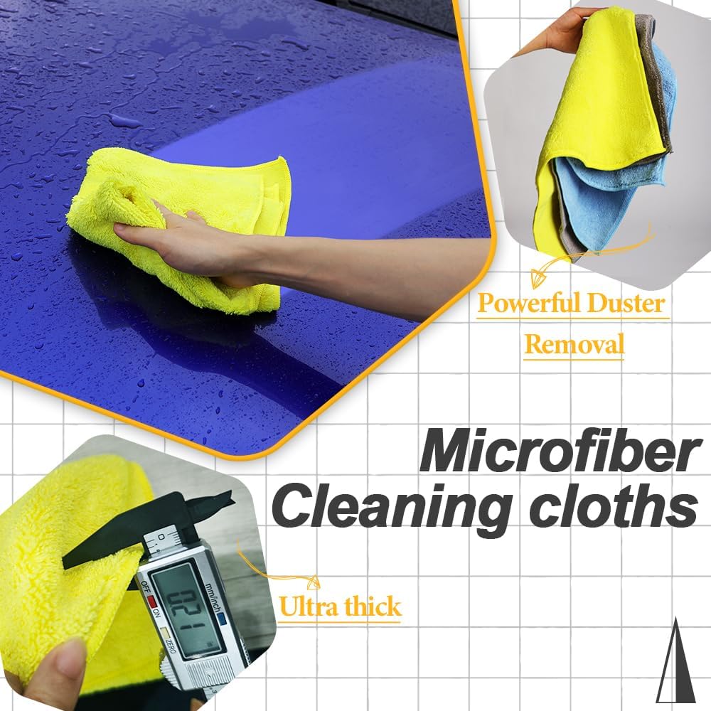 Car Wash Drying Towels,Absorbent,Lint-Free, Extra Soft,Reusable and Durable,Interior&Exterior, Microfiber Drying Towels for Cars 16in x 16in-6 Packs Yellow