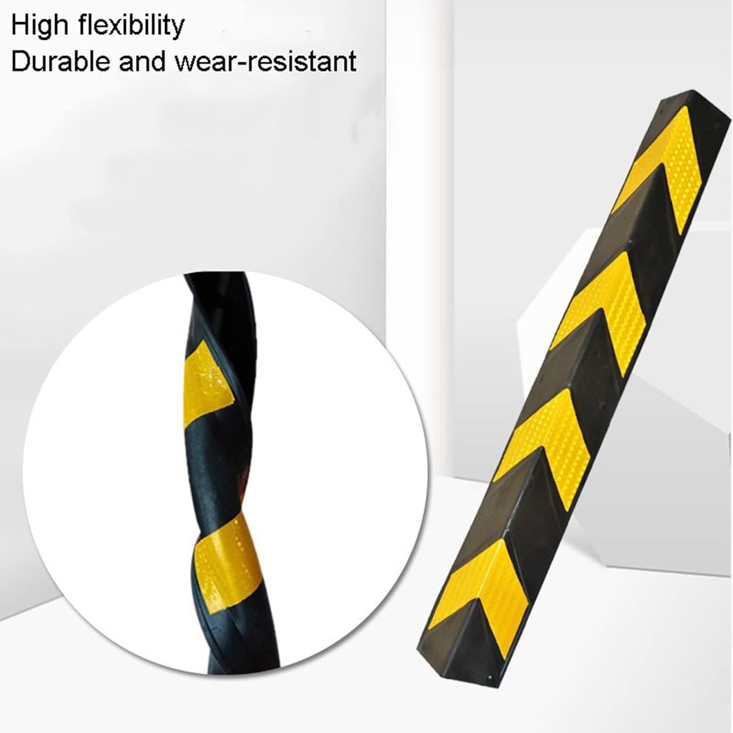 XPLKQXE Reflective Rubber Wall Corner Guard, Rubber Wall Protector Corner Protector, for Parking Protection Car Corner Guardrail Post (Color : Black+Yellow, Size : 12pcs)
