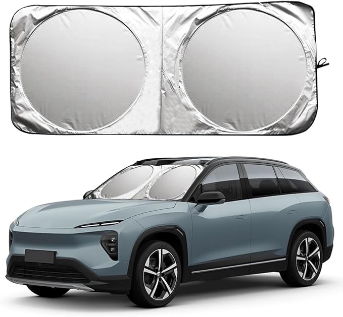 Car Windshield Sun Shade, Cool Reflective Sun Blocker, Foldable Car Front Window Covers, Sun Protection Automotive Glass Shade for Comfortable Driving for Universal Car SUV Truck (59.06x27.56'')