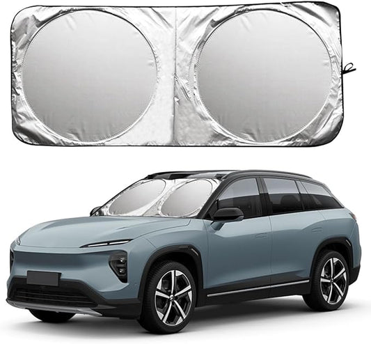 Car Windshield Sun Shade, Cool Reflective Sun Blocker, Foldable Car Front Window Covers, Sun Protection Automotive Glass Shade for Comfortable Driving for Universal Car SUV Truck (64.96 x 35.43'')