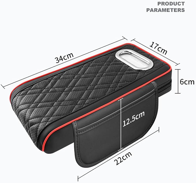 Car Armrest Cushion for Toyota Crown Majesta VI 2009-2015 2016 2017 2018, Car Center Console Cover Armrest Pad with Cup Holder and Tissue Box, Car Accessories,Red