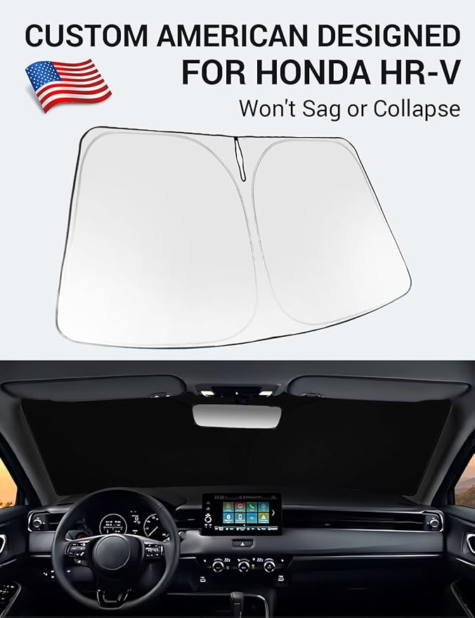 Proadsy 2026 Upgrade Windshield Sun Shade Custom Fit Honda HRV 2023-2026 Foldable Front Sunshade Protector Sun Visor Blocks UV Rays Keep Car Cooler Accessories