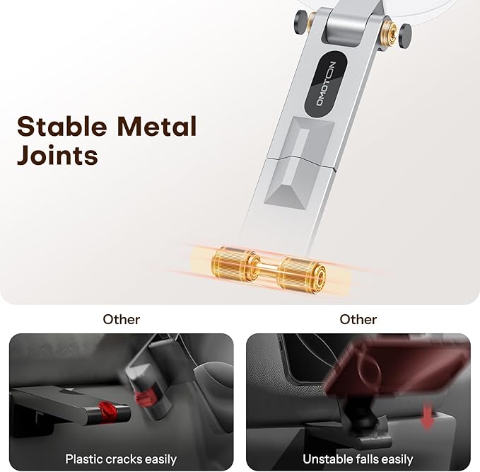 OMOTON TP02 360°Rotating for MagSafe Tripod Mount, Adjustable Aluminum Magnetic Phone Tripod for iPhone 17/16/15/14 Pro Max Air, Foldable Cell Phone Stand Fits Vlog, Gym, Travel Essentials, Silver