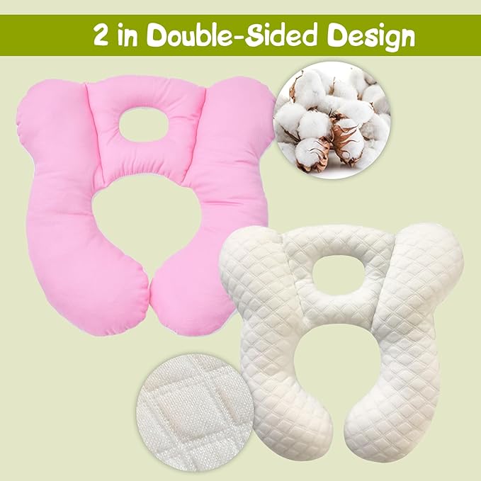 Baby Travel Pillow, Infant Kid's Cushion Soft and Skin Friendly for Car Seat, Pushchair and Stroller (Pink)