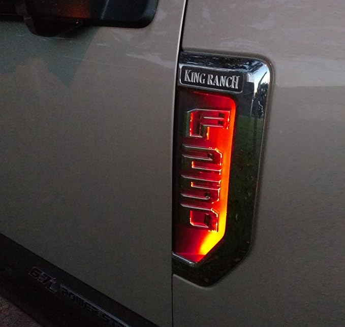 iJDMTOY Sports Red LED Background Illumination Kit Compatible with 2017-2021 Ford F250 F350 F450 Super Duty Side Fender Chrome Emblem