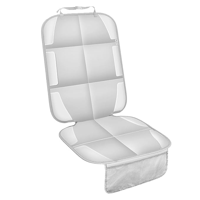 Meolsaek Car Seat Protector for Child Car Seat, Durable 600D Fabric Waterproof Car Seat Cover with Thick Pad Non-Slip Backing，No Imprints (Light Gray-1 pc)
