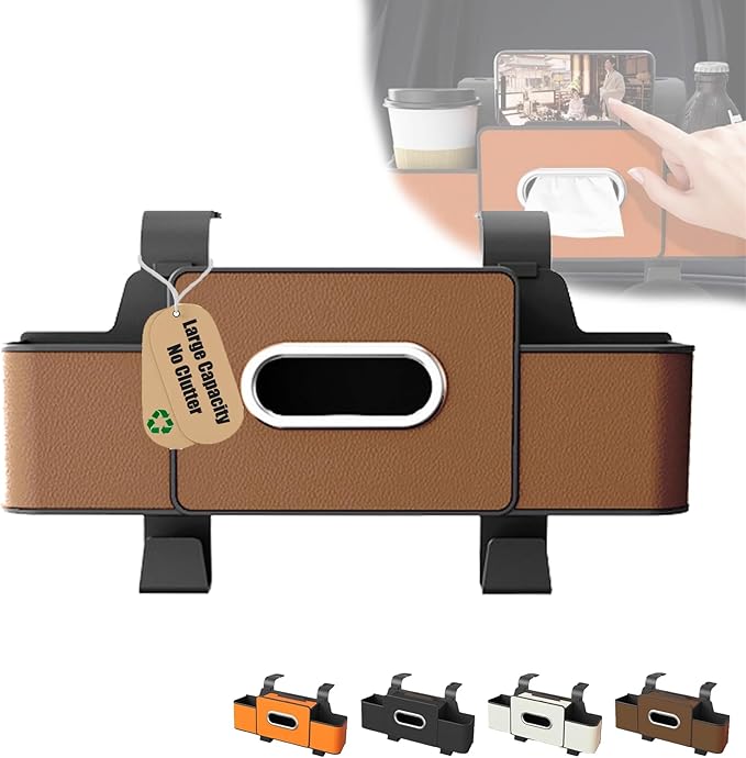 Car Organizers and Storage Box Behind Seat, Large Car Seat Back Organizer for Hold Phone, Drinks, Handbag, Universal Fit for Suv/Sedan (Brown, 1pcs)