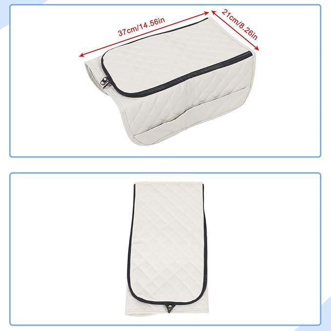 Center Console Armrest Cover Compatible with Toyota Tundra 2022+ Sequoia 2023+ Leather Middle Console Cushion Lid Pad Waterproof Anti-Scratch Armrest Seat Box Cover With Pocket Storage Bag Accessories