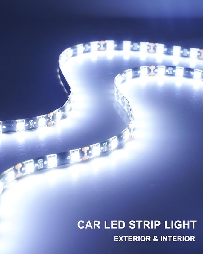 12v led Strip Lights 12" Connectable White Led Light Strips for Cars Motorcycle Golf Cart Boat Marine Waterproof 12V Led Light Strip, 4Pack