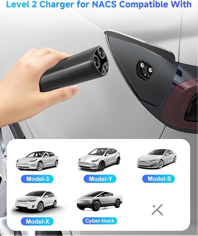 EVDANCE Level 2 EV Charger for Tesla, 40A / 9.6kW Fast Home EV Charging Station with NEMA 14-50 Plug, 25FT Cable, Adjustable Current & Delay Timer, Compatible with All Tesla Model 3/Y/S/X (NACS Plug)
