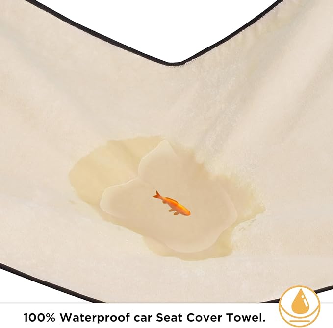 Waterproof Seat Cover Towel, 2PCS Premium Sweat Carseat Protector, Perfect for Universal Anti-Slip Car Truck SUV Seat, Great for Surfing Yoga Gym Workout, Tan