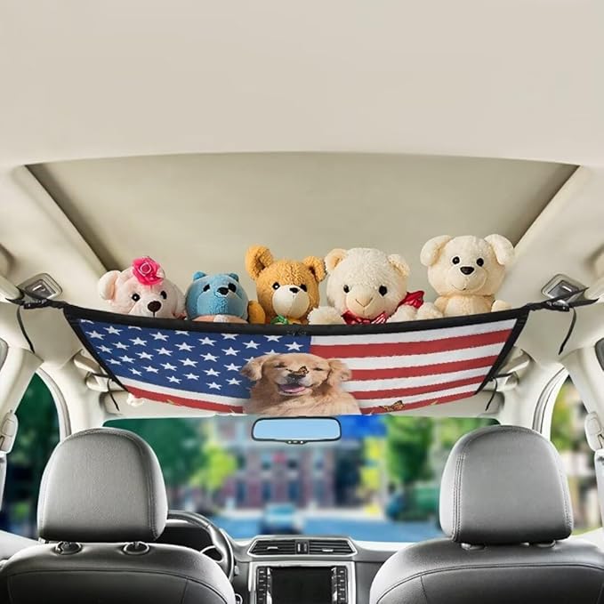 Puppy USA Flag Car Storage Bag Organizer Car Organizer for Car Seat Multi-Purpose Car Bag Storage Box Organizer Pouch Pocket Storage for Small Items