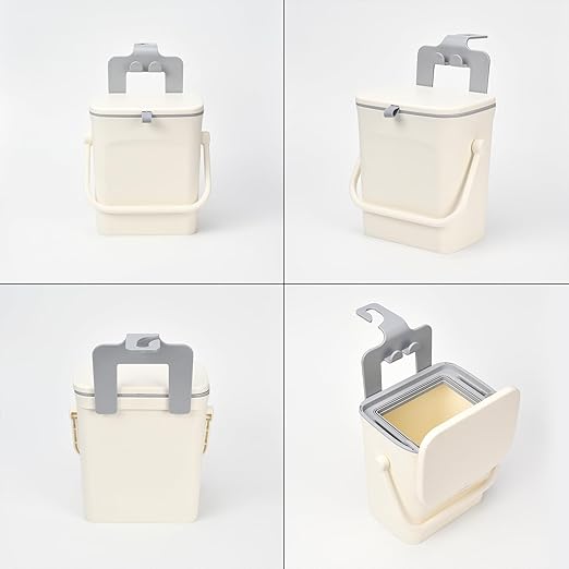 Leakproof Car Trash Can, Mini Hanging Garbage Can with Lid, Vehicle Trash Bin for Back Seat Car Garbage Bin for Sedans, SUVs, MPVs & Trucks (White)