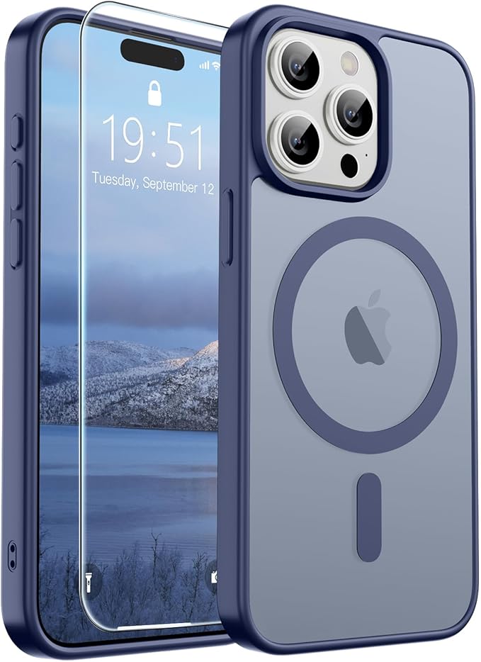 SUPFINE Magnetic for iPhone 15 Pro Case (Compatible with MagSafe) (Military Grade Drop Protection) Slim Translucent Matte Shockproof with Anti-Fingerprint Phone Case,Lavender Gray