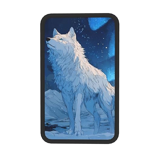 White Wolf Stands On The Snow Car Auto Armrest Cushion Cover Accessories Center Console Seat Box Pad Protector Universal Decoration for Most Vehicle SUV Truck