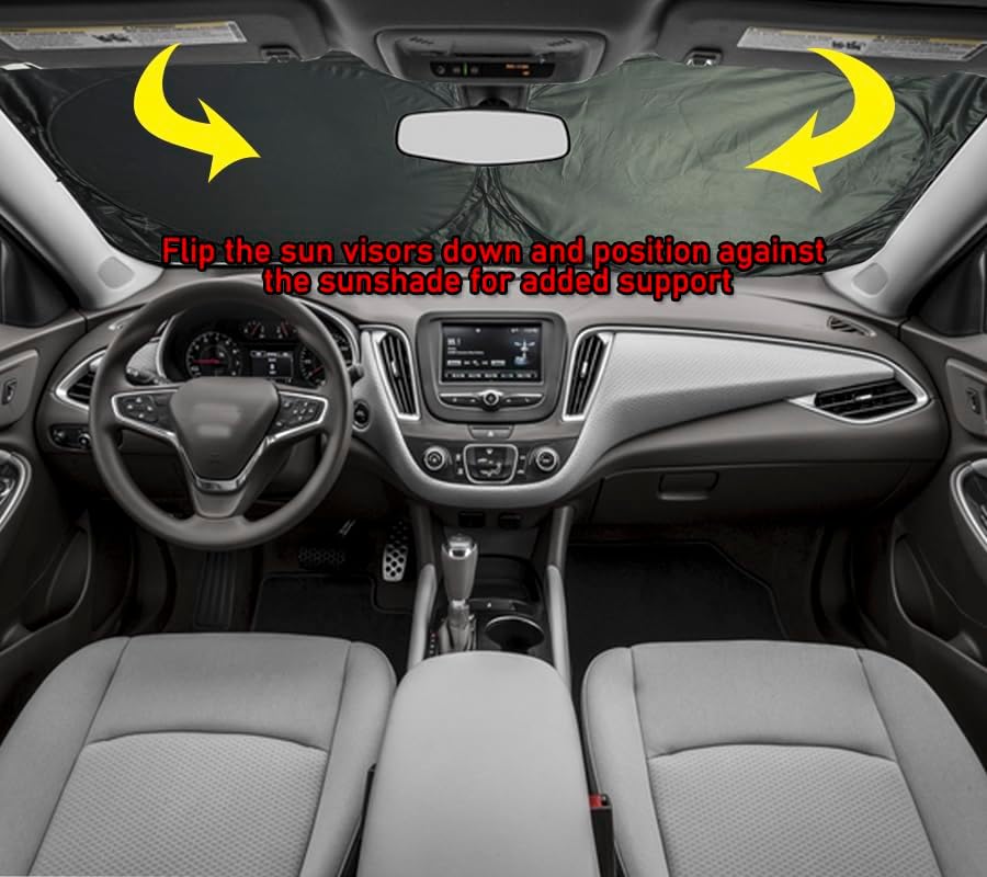 Gven Windshield Sun Shade, Vehicle Car Sun Shade Windshield Funny Yellow Beach Foldable Car Sunshade for Trucks SUV Cars Blocks UV Rays Keep Your Vehicle Cool (Yellow Sunset, S)
