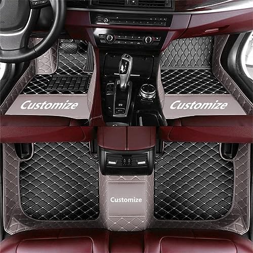 Custom Making Car Floor Mats Compatible for 2000-2025 All Mode Sedan SUV Sports Car Full Coverage Cute Pads Protection Non-Slip Leather Floor Liners (Black+Gray Edge)