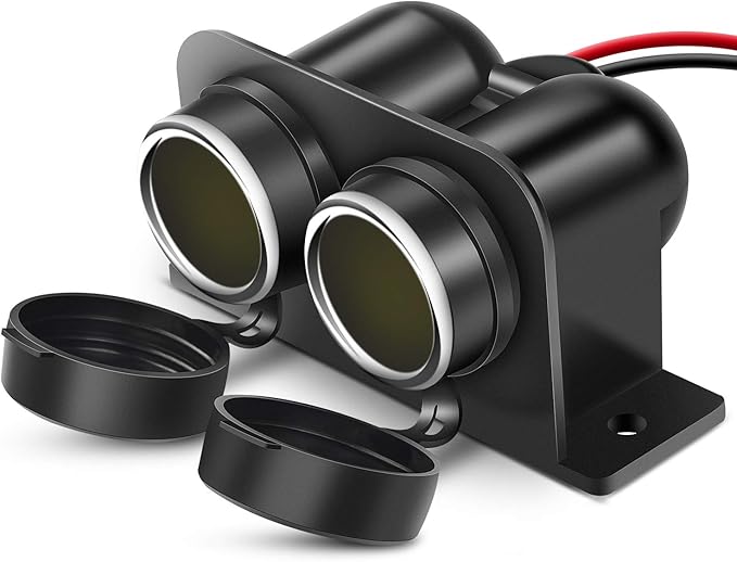 Nilight Dual Cigarette Lighter Socket 12V Lighter Power Outlet 2 Cigarette Lighter Double Plug Splitter Waterproof for GPS Dash Cam Car Marine Truck ATV RV