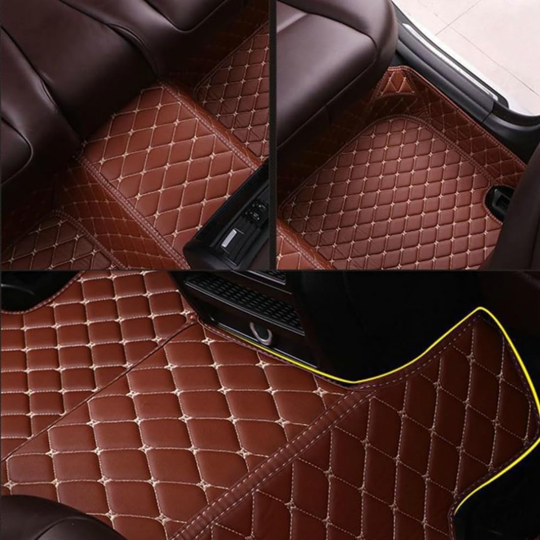 Custom Personalized Floor Mats for Cars，Luxury Full Coverage All Car Floor Mats，Anti-Slip Leather Car Mat Set ，Custom Floor Mats for 99% of Cars, Trucks & SUVs. (Grey and Black)
