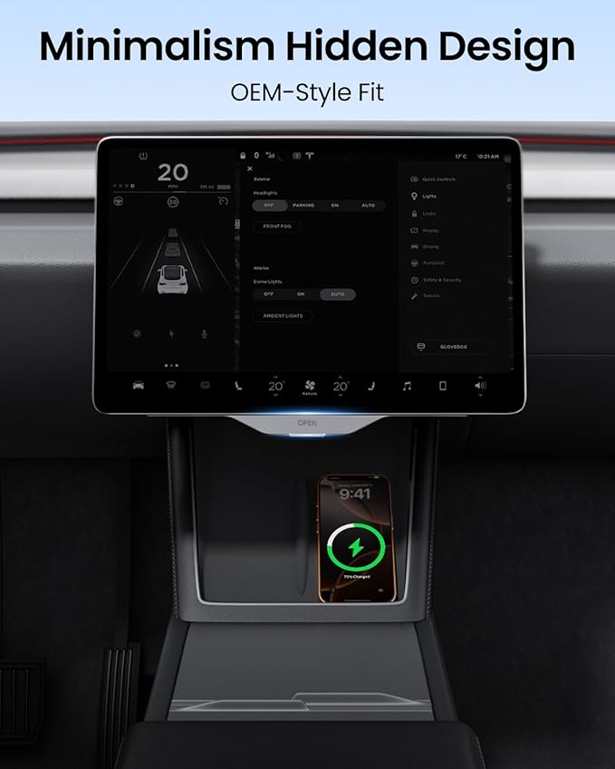 REEVAA Upgraded Tesla Model Y Hidden Under Screen Storage Box for Model Y 2020-2026 (Fit New Model Y Juniper) [One-tap Open & Stable Installation] Model Y Accessories, Center Console Organizer Tray